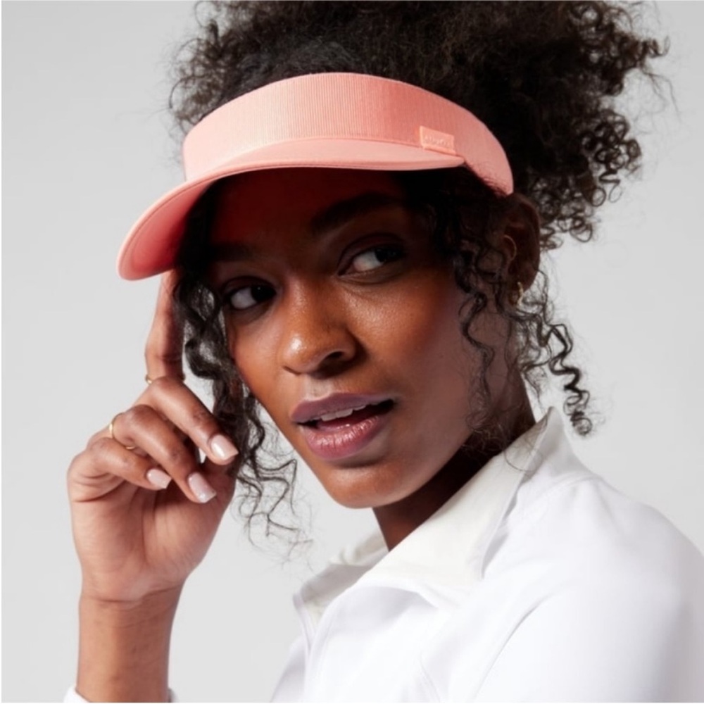 Athleta Ribbed Pink Peach Visor Advantage Court